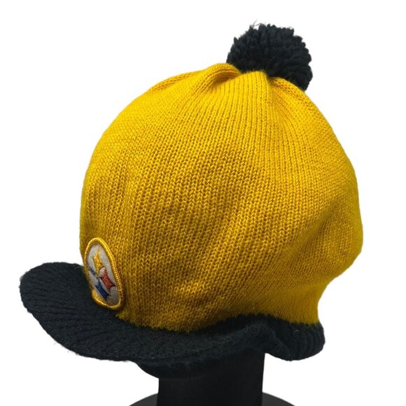 Pittsburgh Steelers Vintage Billed Bill Beanie Knit Hat Cap 60's 70's Winter NFL - Picture 1 of 7